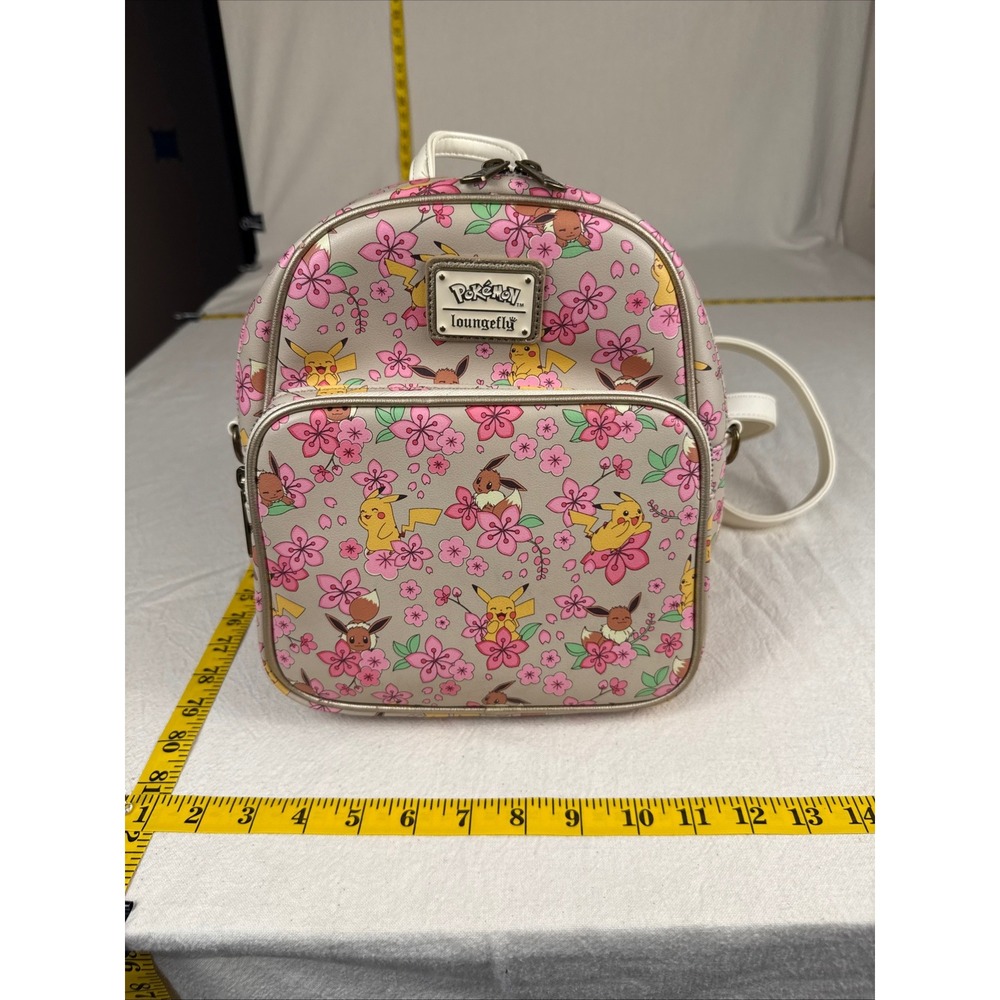 Loungefly Backpack Unisex OS Tan Kawaii Eevee Pikachu Cherry Blossom Pokemon Bag